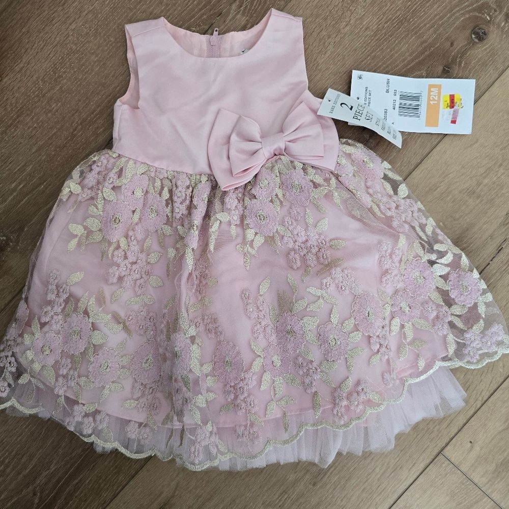 Rare Editions Girls Silk And Embroidered Tiered Dress